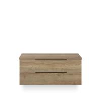 Seville Badmeubelset 120 cm - 2 laden Dsu - Wastafel Blad Natuur Eiken Edge greep
