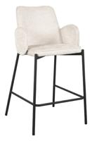 LABEL51 Barkruk 'Joni' Elegance stof, kleur Crème (zithoogte 65cm)