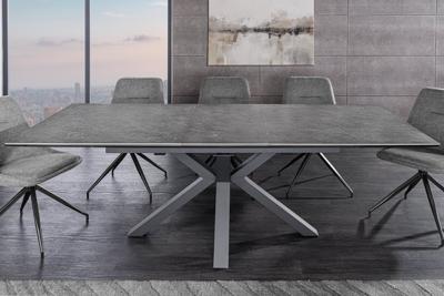 Uitschuifbare eettafel ETERNITY 160-200cm grafietgrijs keramiek zwart metaal - 46624