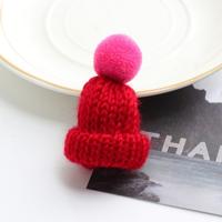 12PCS cute mini gebreide haar borstel hoed broche trui pinnen badge (wijnrood)