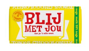 Chocolade Tony&apos;s Chocolonely reep 180gr melk noga "Blij met jou"