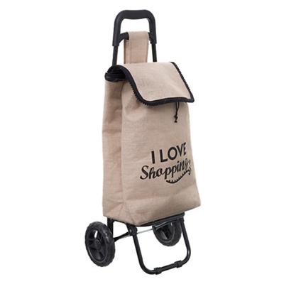Boodschappentrolley Shopping - jute beige - 34 x 28 x 91 cm - 33 liter - extra groot