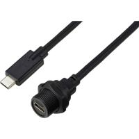 TRU COMPONENTS TC-E10T-FT3.1-PWF/MT3.1-NWA-0.5PV-S TC-13543600 USB-C 3.1-stekker naar bus IP67 (schroefdraad) kabel 0,5 m Waterdichte kunststof kabel 1 stuk(s)