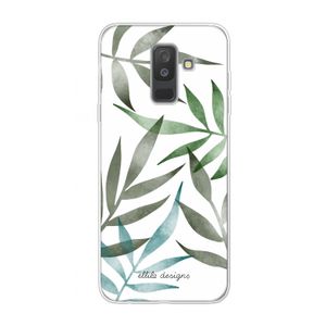 Tropical watercolor leaves: Samsung Galaxy A6 Plus (2018) Transparant Hoesje