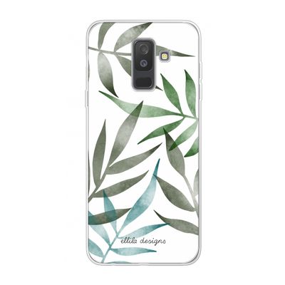 Tropical watercolor leaves: Samsung Galaxy A6 Plus (2018) Transparant Hoesje