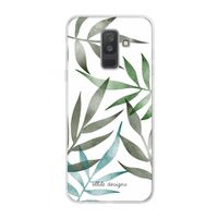 Tropical watercolor leaves: Samsung Galaxy A6 Plus (2018) Transparant Hoesje