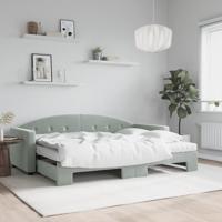 Slaapbank onderschuifbed matrassen 80x200 cm fluweel lichtgrijs