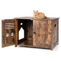Kattenbak Kattenkast Kattentoilet Kattenhuis met 2 Deuren en Ingang voor Katten Honden Huisdier met Ruim Tafelblad voor 50 kg Bruin