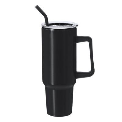 Warmhoudbeker/thermosbeker STANFORD - XXL drinkbeker/tumbler - RVS - zwart - 1200 ml