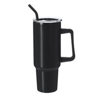 Warmhoudbeker/thermosbeker STANFORD - XXL drinkbeker/tumbler - RVS - zwart - 1200 ml Warmhoudbeker/thermosbeker STANFORD - XXL drinkbeker/tumbler - RVS - zwart - 1200 ml