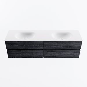 MONDIAZ VICA 170cm badmeubel onderkast Antracite 4 lades. Wastafel MOON dubbel 2 kraangaten, kleur Talc.