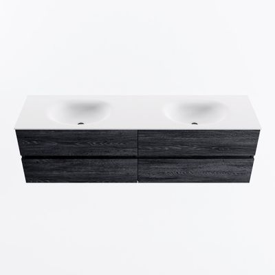 MONDIAZ VICA 170cm badmeubel onderkast Antracite 4 lades. Wastafel MOON dubbel 2 kraangaten, kleur Talc.