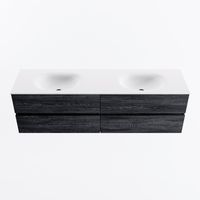 MONDIAZ VICA 170cm badmeubel onderkast Antracite 4 lades. Wastafel MOON dubbel 2 kraangaten, kleur Talc.