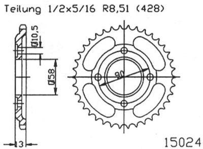 ESJOT Chain wheel 428 50z steel black
