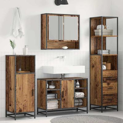 Badkamer Kast met lade met plank Oud hout 35 x 37.5 x 166 cm