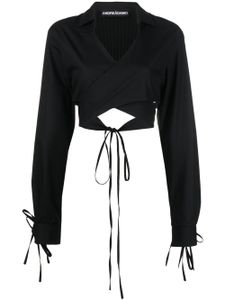 ANDREĀDAMO blouse cache-cœur à coupe crop - Noir