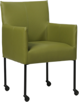 Groene leren moderne kuipstoel Desire - poot rond zwart met wiel - Toledo Leer Apple Green (groen leer)