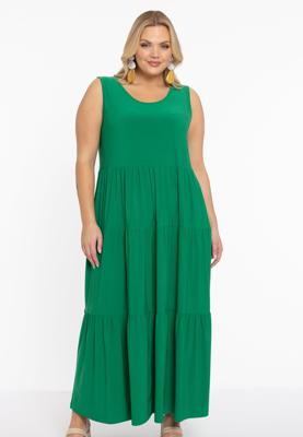 Yoek Jurk met ruches | Groen | Maat 42/44