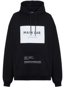 Balmain hoodie en coton mélangé à patch logo - Noir