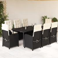 9-delige Tuinset poly rattan zwart