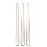 Enlightening Candles Dinerkaarsen - 12x stuks - zilver - 8 branduren - 25 cm - kandelaar kaarsen