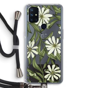 Wit bloemenpatroon: OnePlus Nord N10 5G Transparant Hoesje met koord