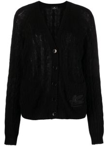 ETRO Pegaso-motif cable-knit cashmere cardigan - Noir