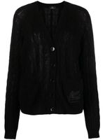 ETRO Pegaso-motif cable-knit cashmere cardigan - Noir - thumbnail