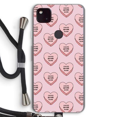 Chicks before dicks: Pixel 4a 5G Transparant Hoesje met koord