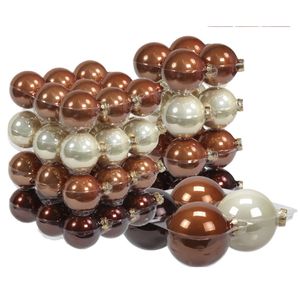 60x stuks glazen kerstballen natuurtinten (opal natural) 6, 8 en 10 cm glans - Kerstbal