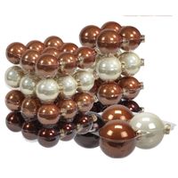 60x stuks glazen kerstballen natuurtinten (opal natural) 6, 8 en 10 cm glans - Kerstbal - thumbnail