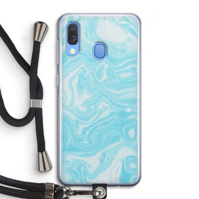 Waterverf blauw: Samsung Galaxy A40 Transparant Hoesje met koord
