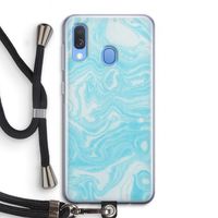 Waterverf blauw: Samsung Galaxy A40 Transparant Hoesje met koord