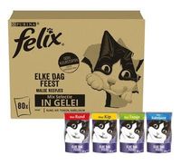 Felix pouch elke dag feest in gelei tonijn / kabeljauw / rund / kip (80X85 GR)