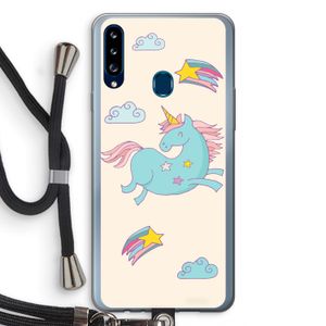 Vliegende eenhoorn: Samsung Galaxy A20s Transparant Hoesje met koord