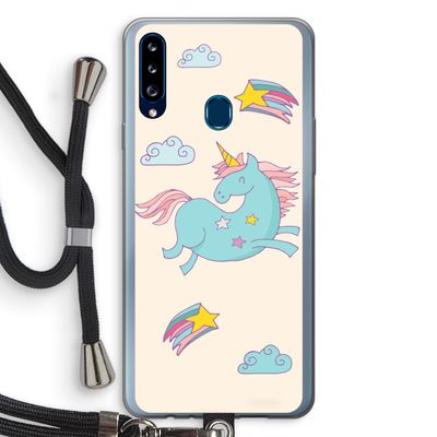 Vliegende eenhoorn: Samsung Galaxy A20s Transparant Hoesje met koord