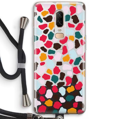 Colored Giraffe: OnePlus 6 Transparant Hoesje met koord