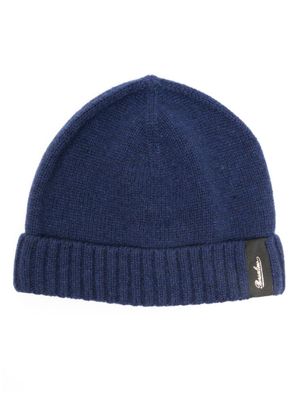 Borsalino bonnet en cachemire à patch logo - Bleu