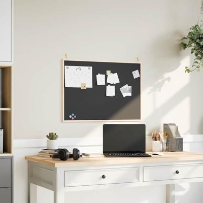 Krijtbord met massief grenenhouten lijst 80x55 cm zwart
