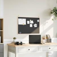 Krijtbord met massief grenenhouten lijst 80x55 cm zwart