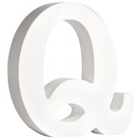 Witte houten letter Q 11 cm   -
