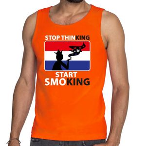 Oranje Stop thinking start smoking tanktop / mouwloos shirt here