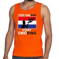 Oranje Stop thinking start smoking tanktop / mouwloos shirt here - thumbnail