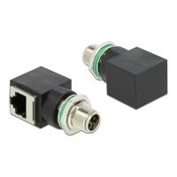 Delock M12 / RJ45 Netwerk Adapter [1x M12-stekker - 1x RJ45-bus] Zwart