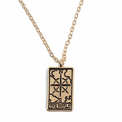 Amulet Goudkleurig Tarot &apos;de Wereld&apos;