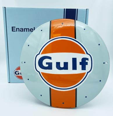 Gulf Racing Emaille Bord 30 cm Rond - Officieel Gelicentieerd door Bennies Fifties