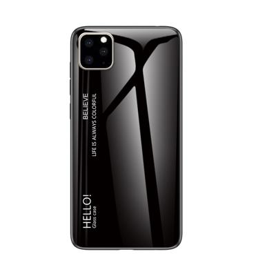 Voor iPhone 11 gradiënt kleur glas geval (zwart)