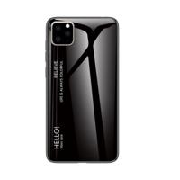 Voor iPhone 11 gradiënt kleur glas geval (zwart)
