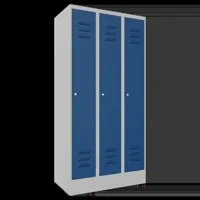 Kledinglocker voor 3 personen - H.185 x B.90 cm - Lichtgrijs (RAL7035) Gentiaanblauw (RAL5010)