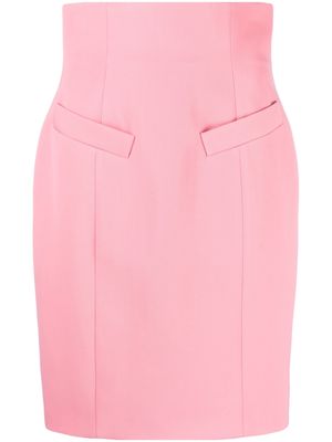 Balmain jupe crayon en laine à taille haute - Rose
